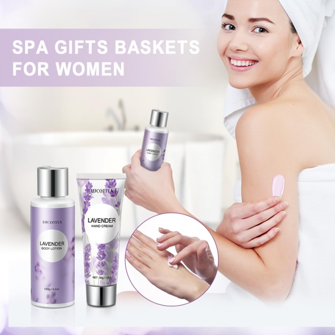 Gifts for Women Birthday Gifts for Women Spa Gifts Baskets for Women Bubble Bath and Body Gifts Set for Women Lavender Gifts for Mom Her Female Sister Mother Teacher Wine Tumbler Purple Gifts