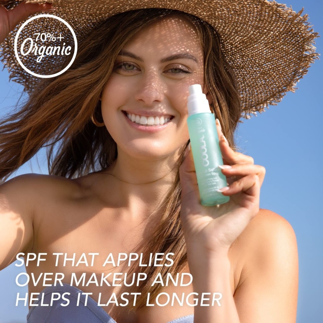 COOLA Organic Makeup Setting Spray with SPF 30 Hydrating Makeup Protection Sunscreen made with Cucumber Aloe Vera Dermatologist Tested Alcohol Free 15 Fl Oz