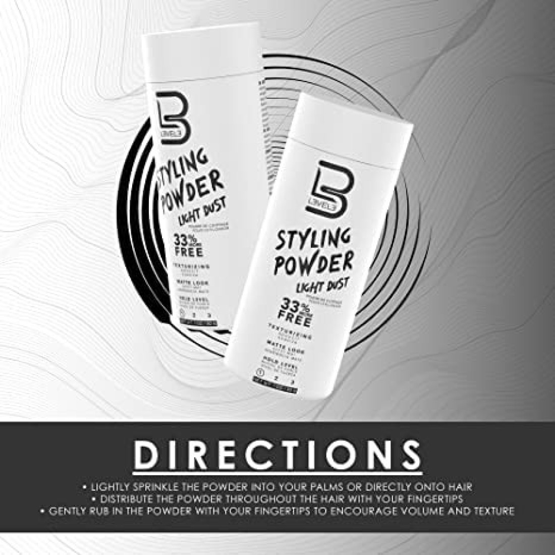 L3 Level 3 Travel Styling Powder Small 018 oz for Travel Natural Look Mens Powder Sample Styling Powder
