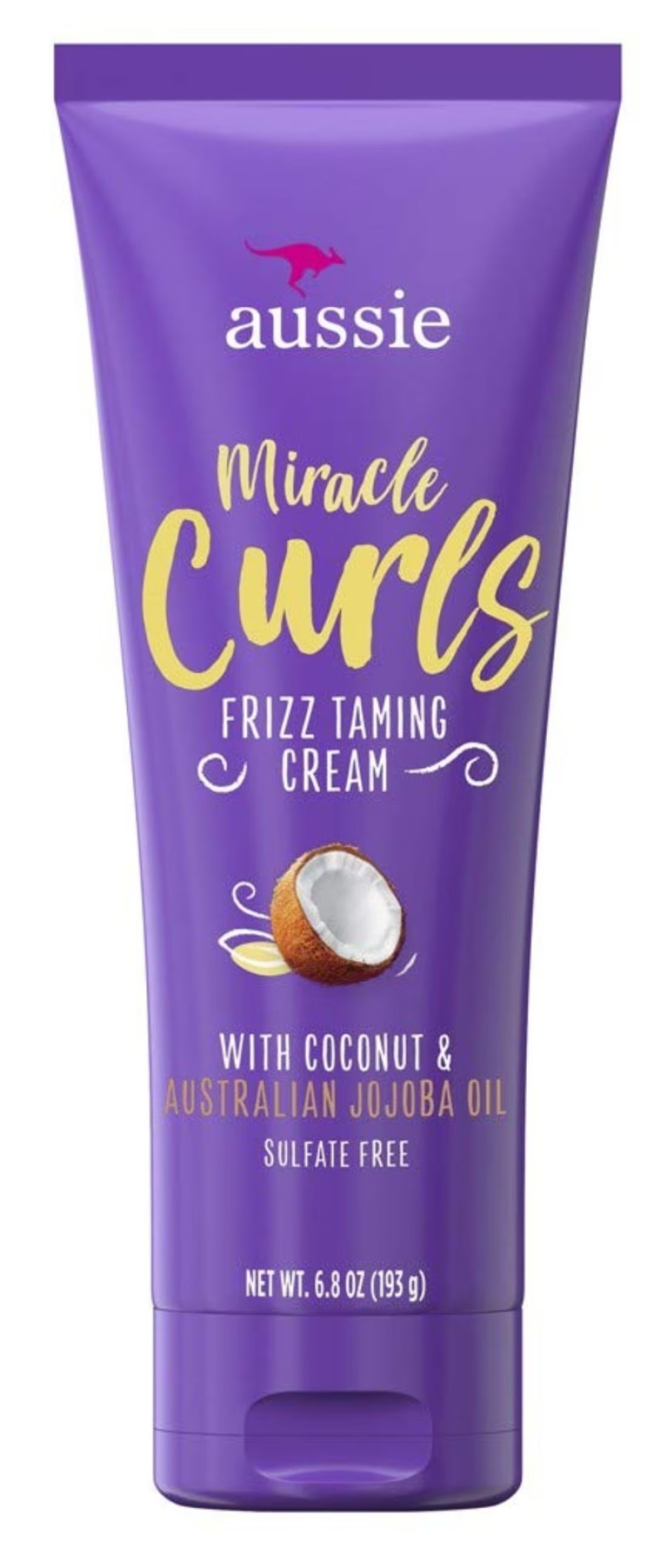 Aussie Miracle Curls Frizz Taming Cream 6.8 Ounce - Coconut And Jojoba Oil