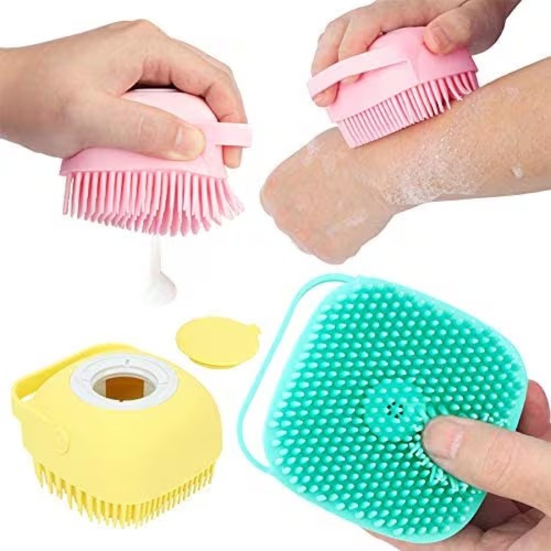 Marrkhor Silicone Body Brush Shower Scrubber With Shower Gel Dispenser Function,Soft Silicone Bath Massage Body Brush,Shower Loofah Brush