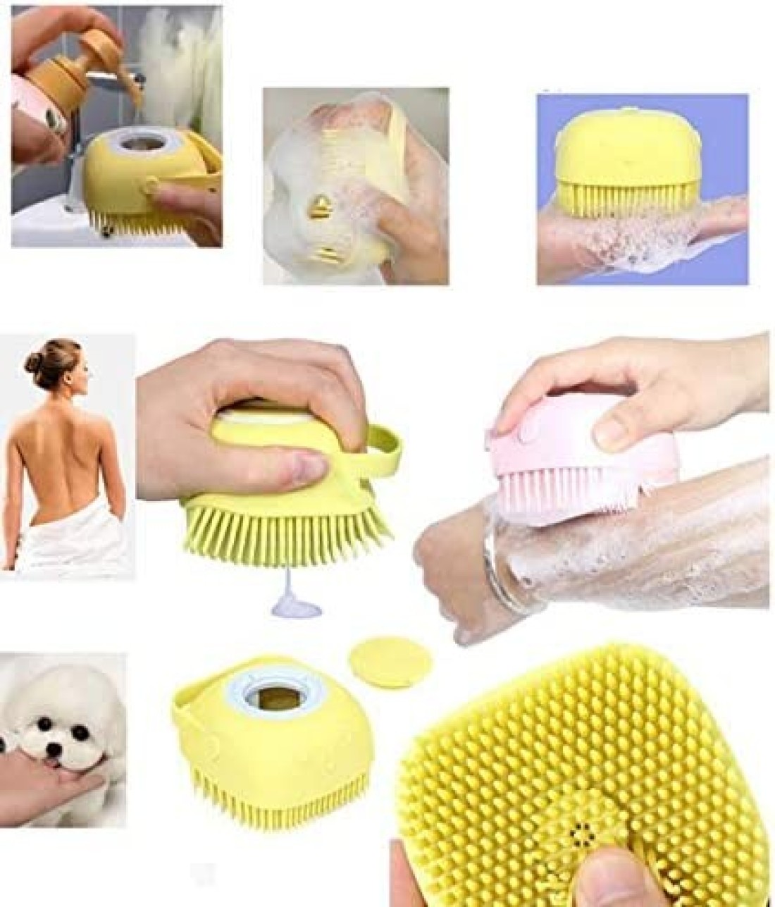 Marrkhor Silicone Shower Brush Body Brush Massage Exfoliating Bath Shower Brush With Soap Dispenser For Children Men Women 3Pcs