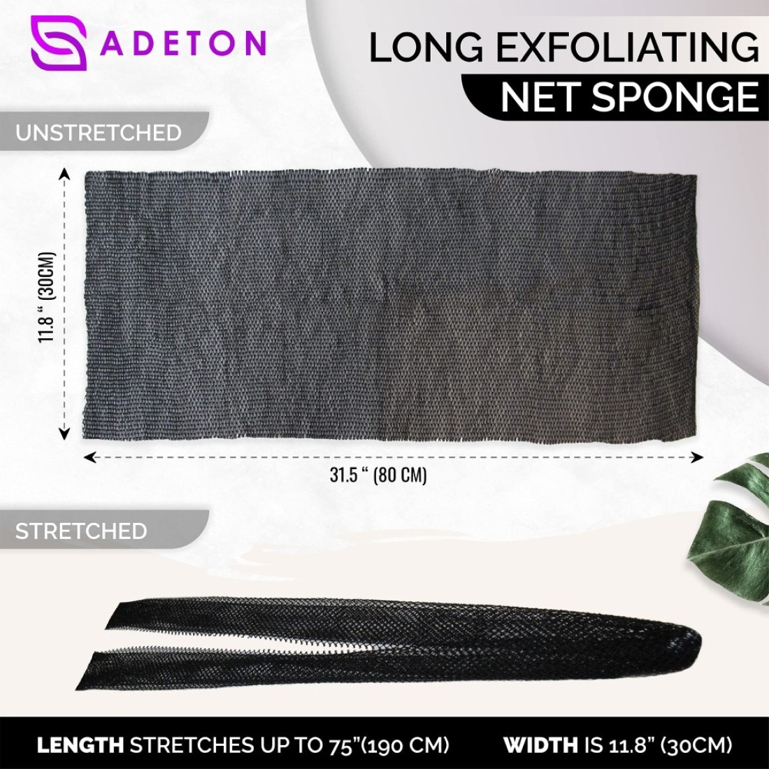 Adeton African Net Sponge Authentic Real Black Owned Exfoliating Bath Wash Cloth Long Sponge Body Exfoliator Sapo Shower Bath Accessories Back Foot Scalp Scrub Flat Dead Skin Remover Black