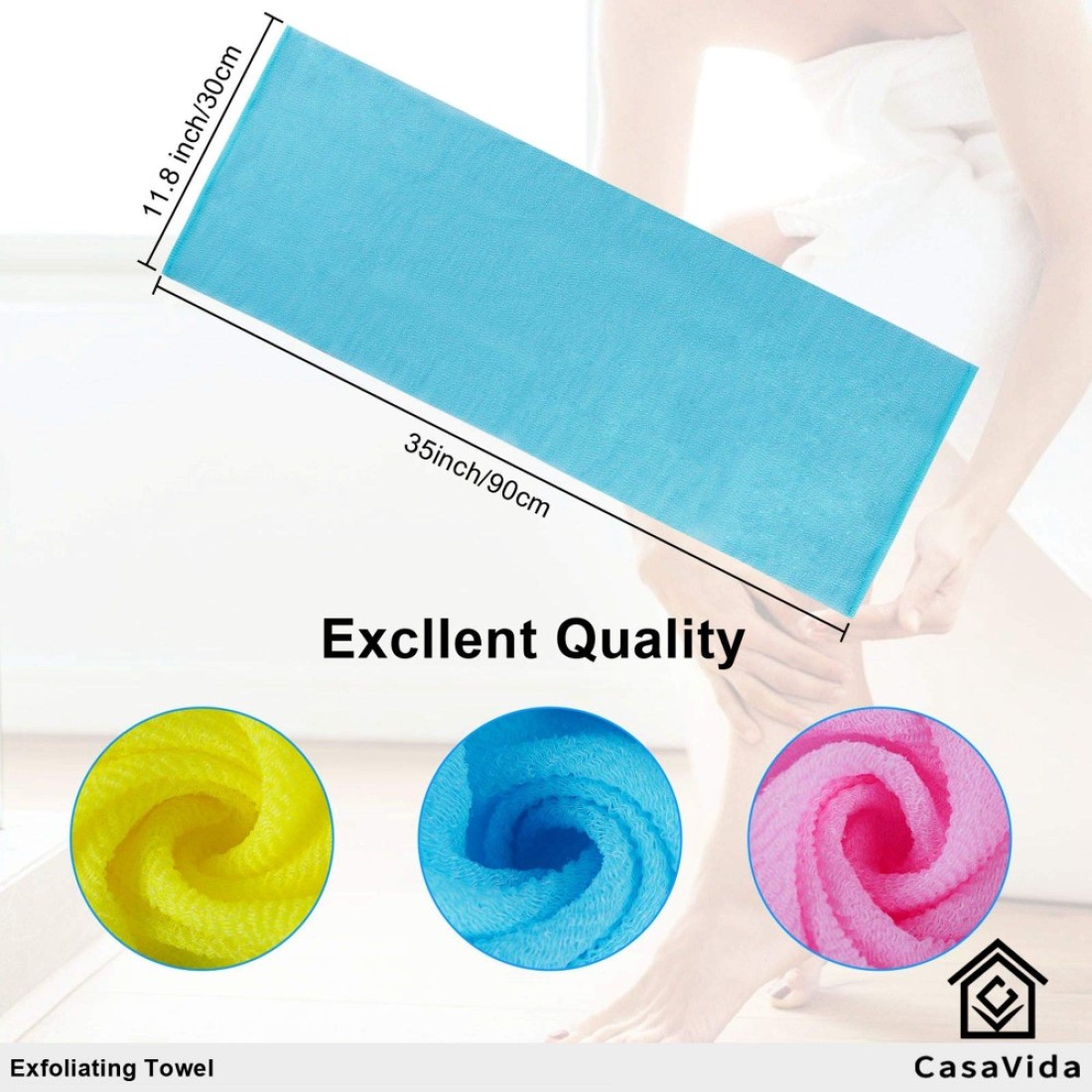 CASAVIDAExfoliating Washcloth Back Scrubber for Shower Exfoliating Body Scrubber Japanese Beauty Washcloth African Net Sponge Bath Korean Loofah Towel Wash Cloth Body Shower Scrub Towel 3 Pack