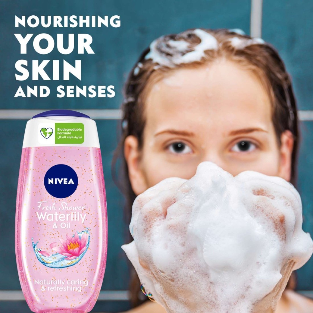 NIVEA Shower Gel Body Wash Waterlily &amp; Oil 250ml Pack of 3