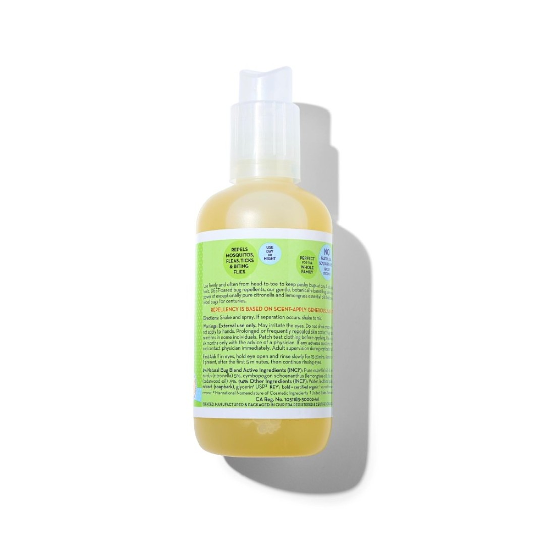 California Baby Natural Bug Repellent Spray Citronella Lemongrass Bug Spray DEETFree Repels Mosquitoes Allergy Friendly Great Smell Baby Adult Insect Repellent Spray 192 mL 65oz