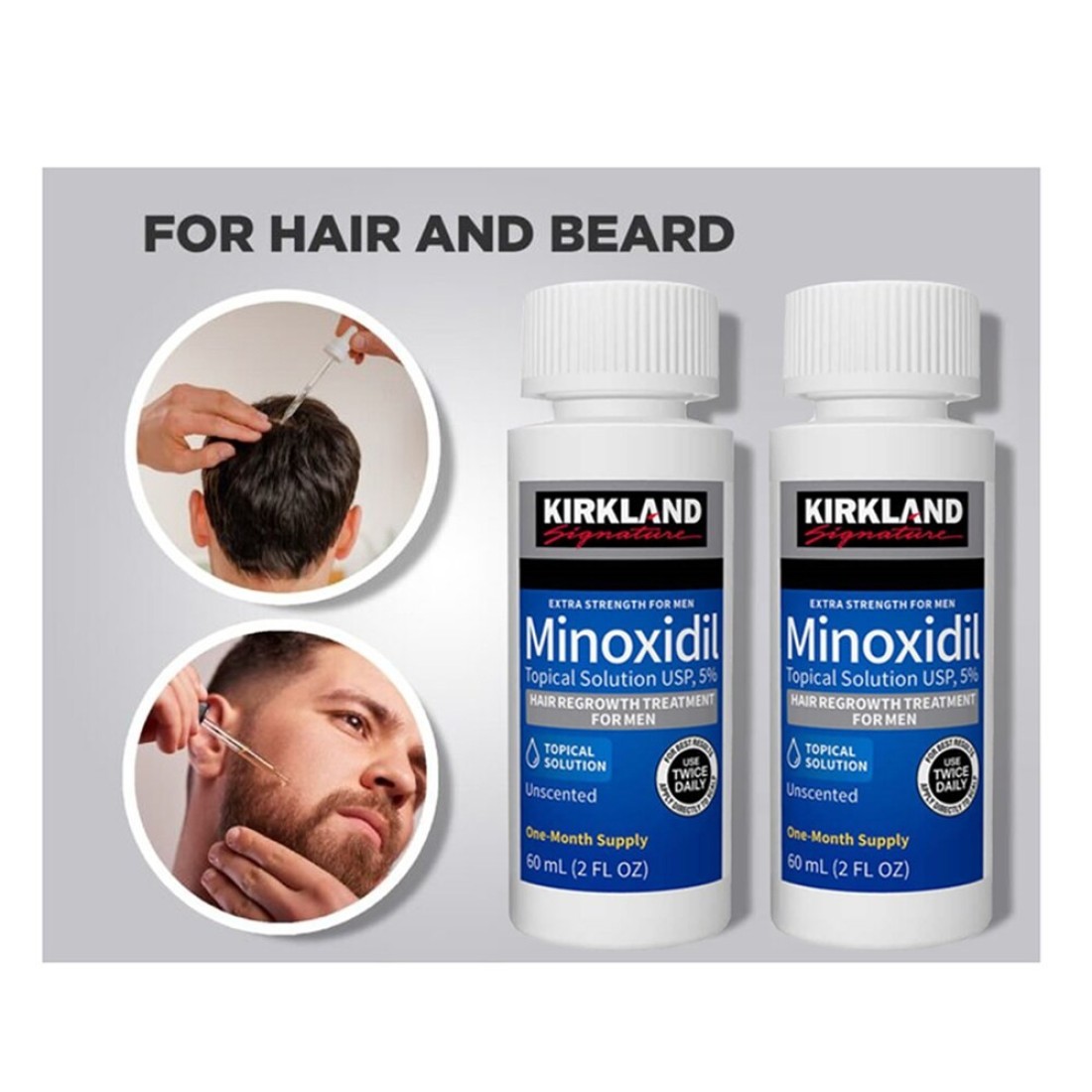 2-Pack Minoxidil 5% Extra Strength Hair Regrowth Solution &ndash; 60ml Bottles for Rapid, Thicker, and Fuller Hair Growth