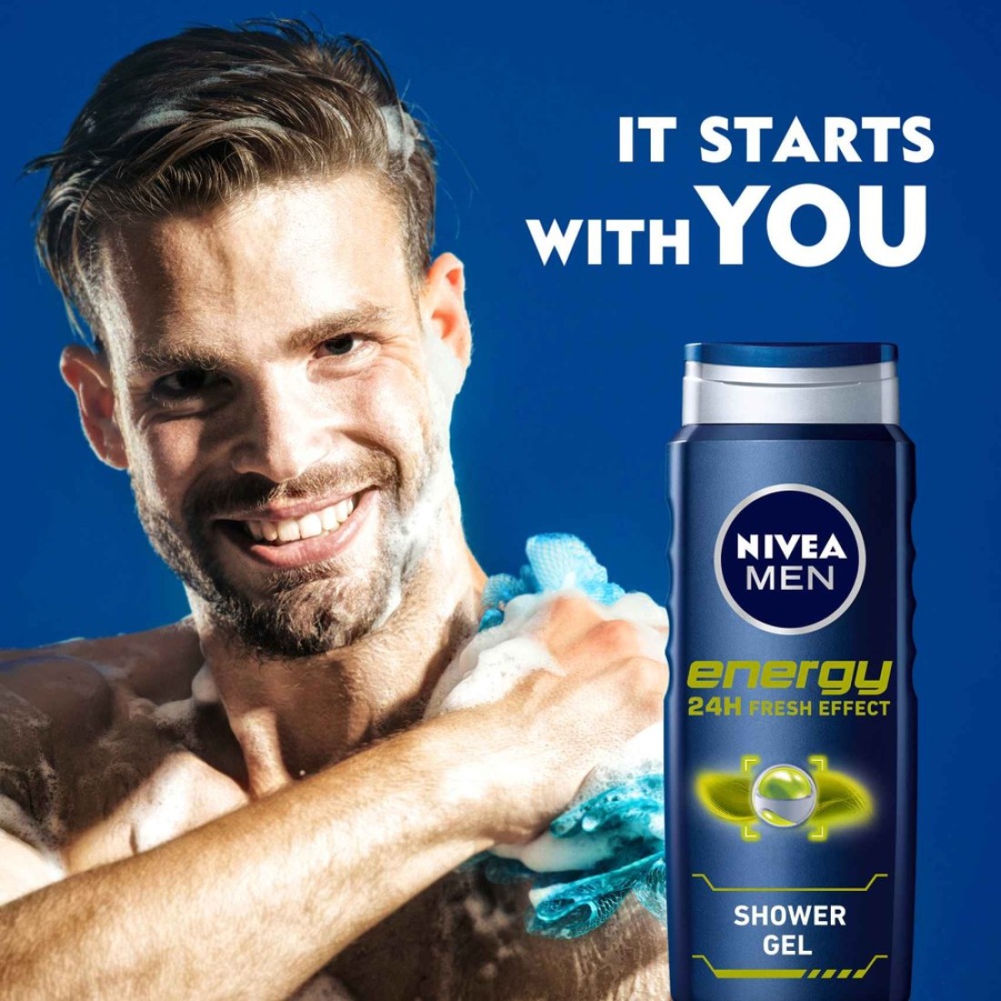 NIVEA MEN 3in1 Shower Gel Body Wash Energy 24h Fresh Masculine Scent 500ml