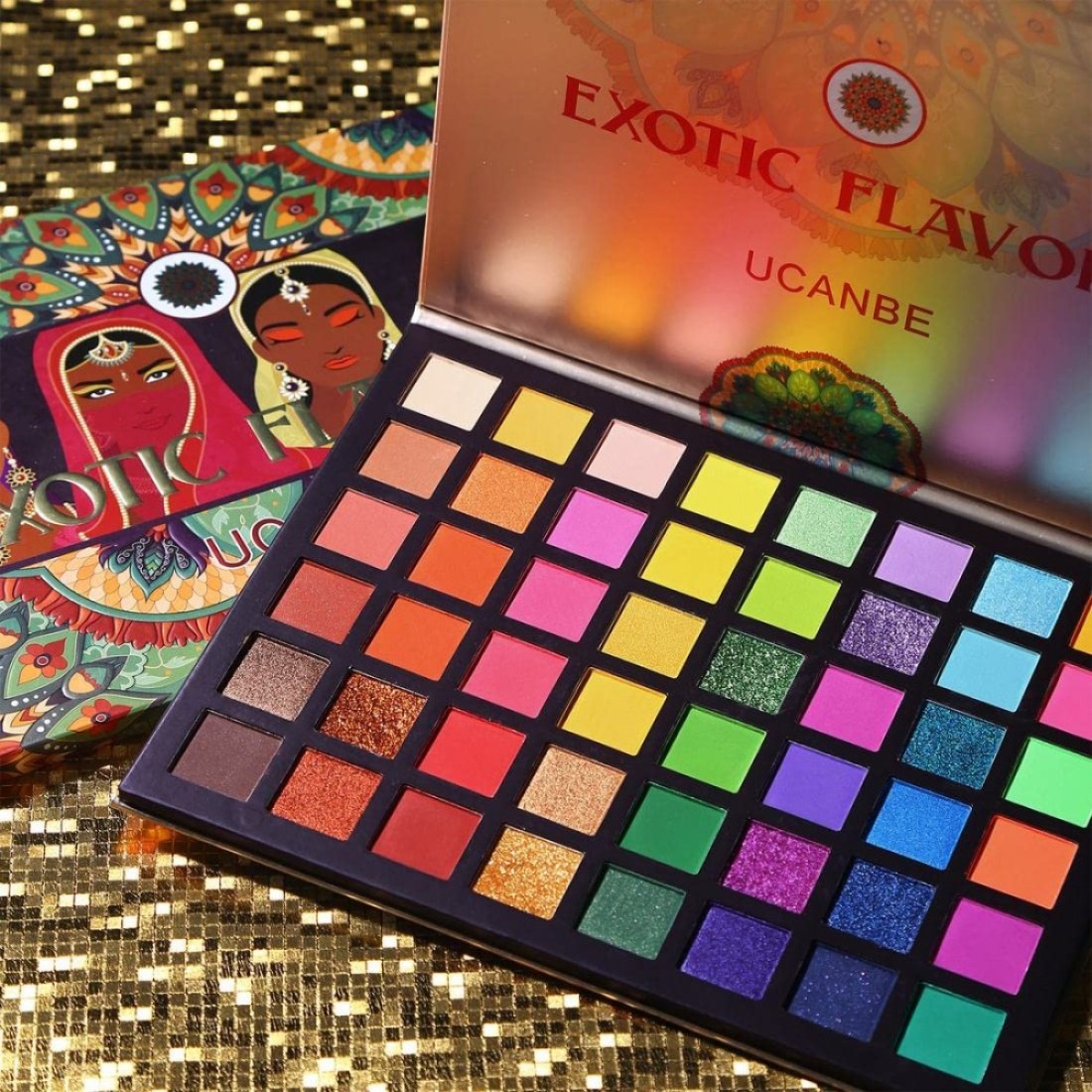 UCANBEEXOTIC FLAVORS Neon Eyeshadow Makeup Palette 48 Colorful High Pigmented Rainbow Matte Shimmer Glitter Eye Shadow Make Up Pallet Gift Set