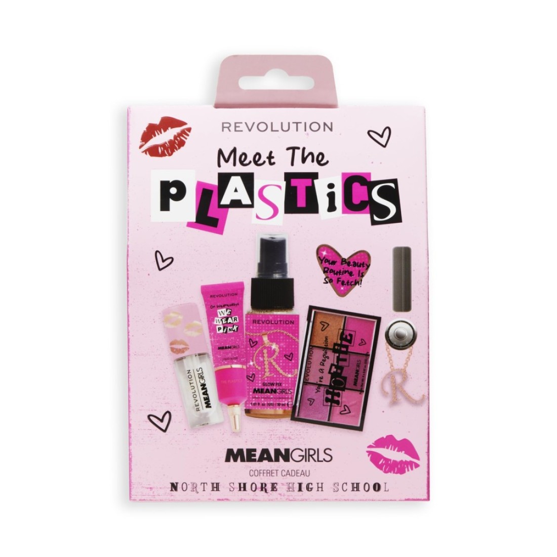 Revolution Beauty Mean Girls x Revolution The Plastics Mini Set Makeup Gift Set with Liquid Blush Lip Gloss Spray Eyeshadow Vegan CrueltyFree