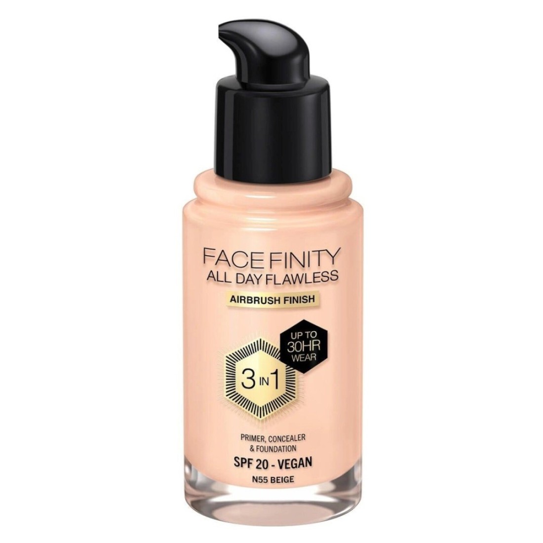 Max Factor Face Finity All Day Flawless Primer Concealer And Foundation SPF20 N55 Beige 30ml