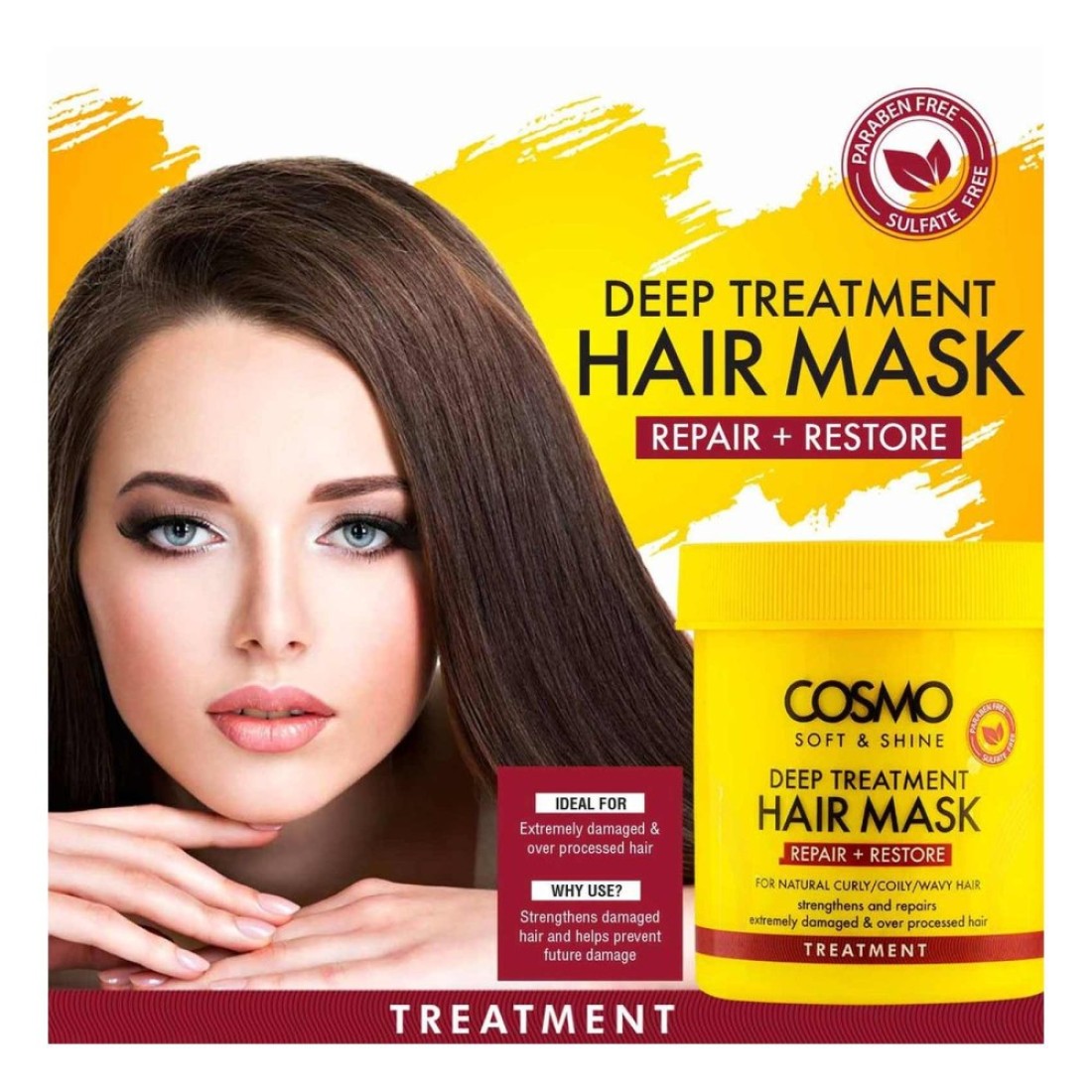 Cosmo Soft &amp; Shine Repair+Restore Deep Treatment Hair Mask Clear 450g