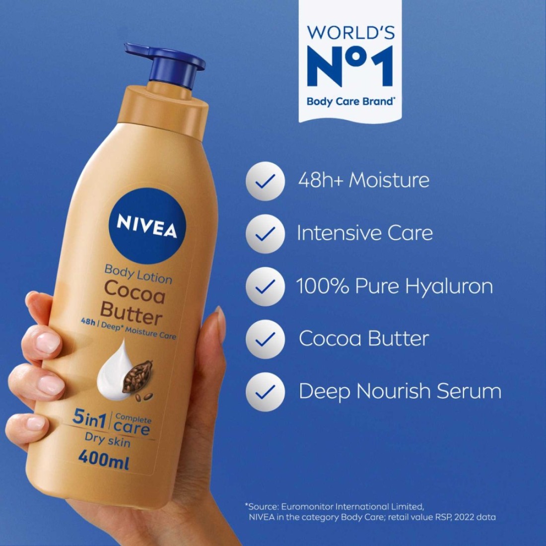 NIVEA Body Lotion Dry Skin Cocoa Butter Vitamin E 400ml