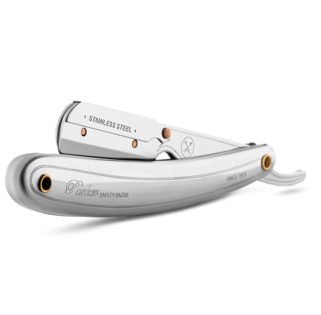 Parker Mens SR1 Stainless Steel Straight Edge Razor With 5 Parker Platinum Blades
