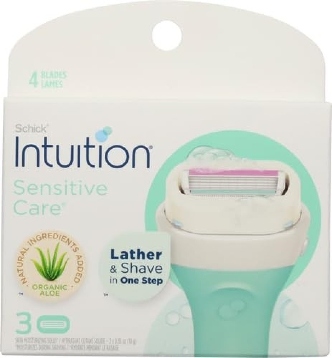 Schick Intuition Sensitive Skin Womens Razor Refills with Vitamin E Aloe Pack of 1count of 3