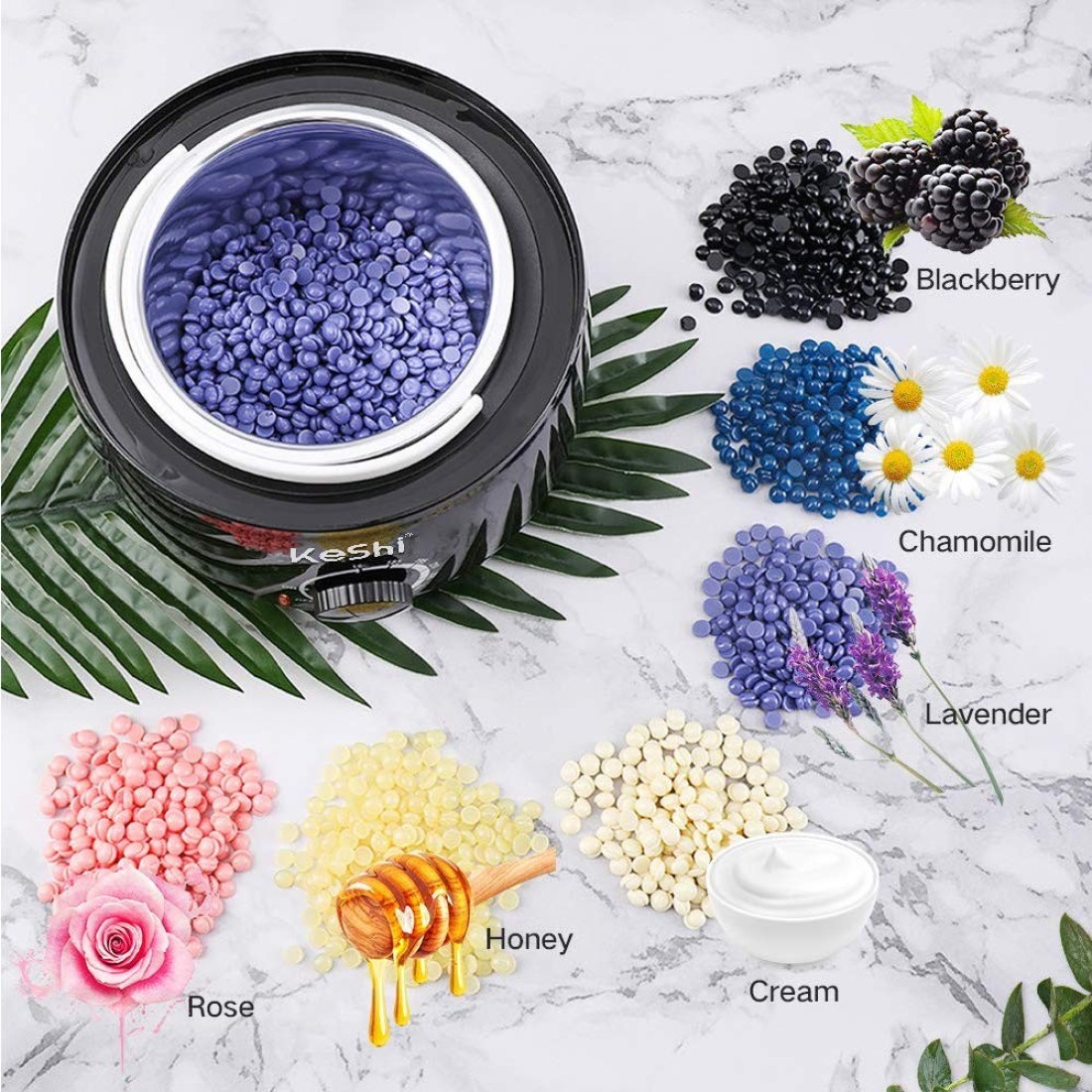 Brazilian Waxing Kit KeShi Wax Warmer for Painless Hair Removal with 5 Bags Hard Wax Beans for Full Body Legs Face Eyebrows Bikini Wax for Women Men