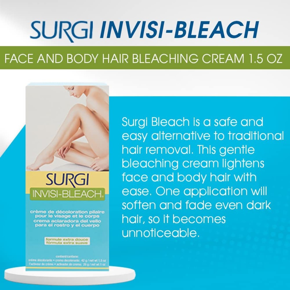 Surgi Wax Face Body Hair Bleaching Cream 15 ounces