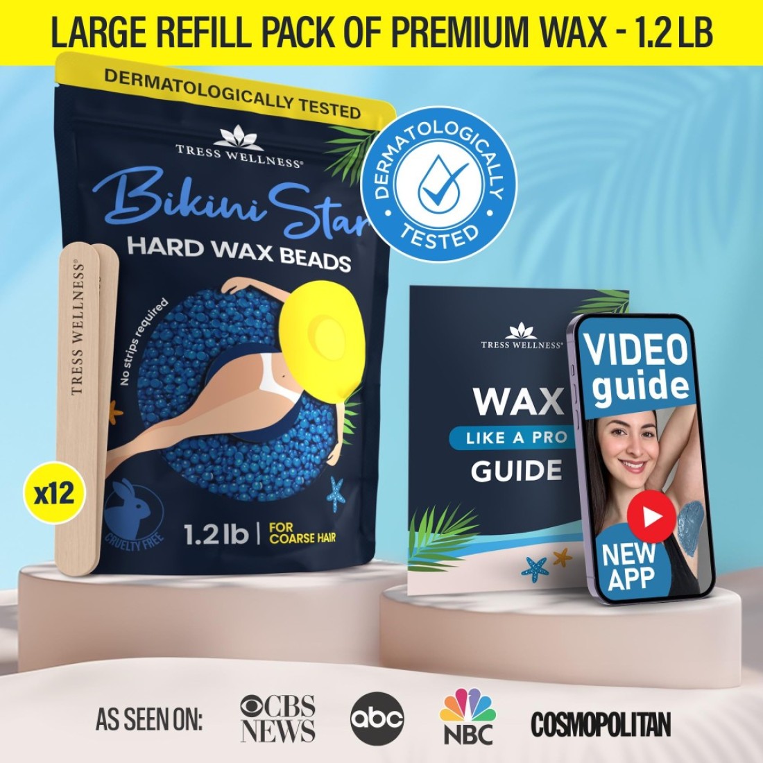 Tress WellnessHard wax beads for hair removal For sensitive skin Bikini Star 12lb