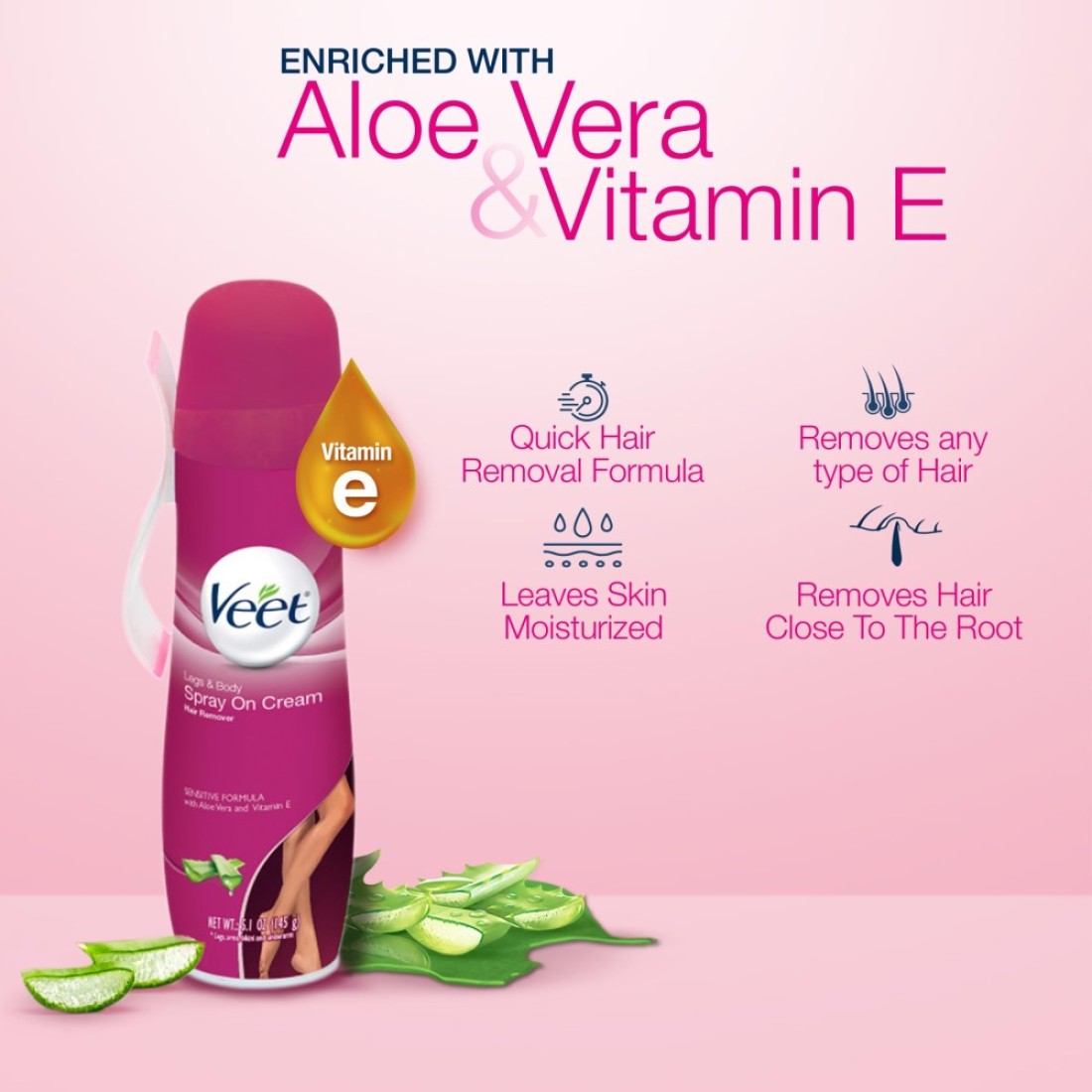 Veet Spray On Hair Remover Cream Sensitive Formula 51 Ounce