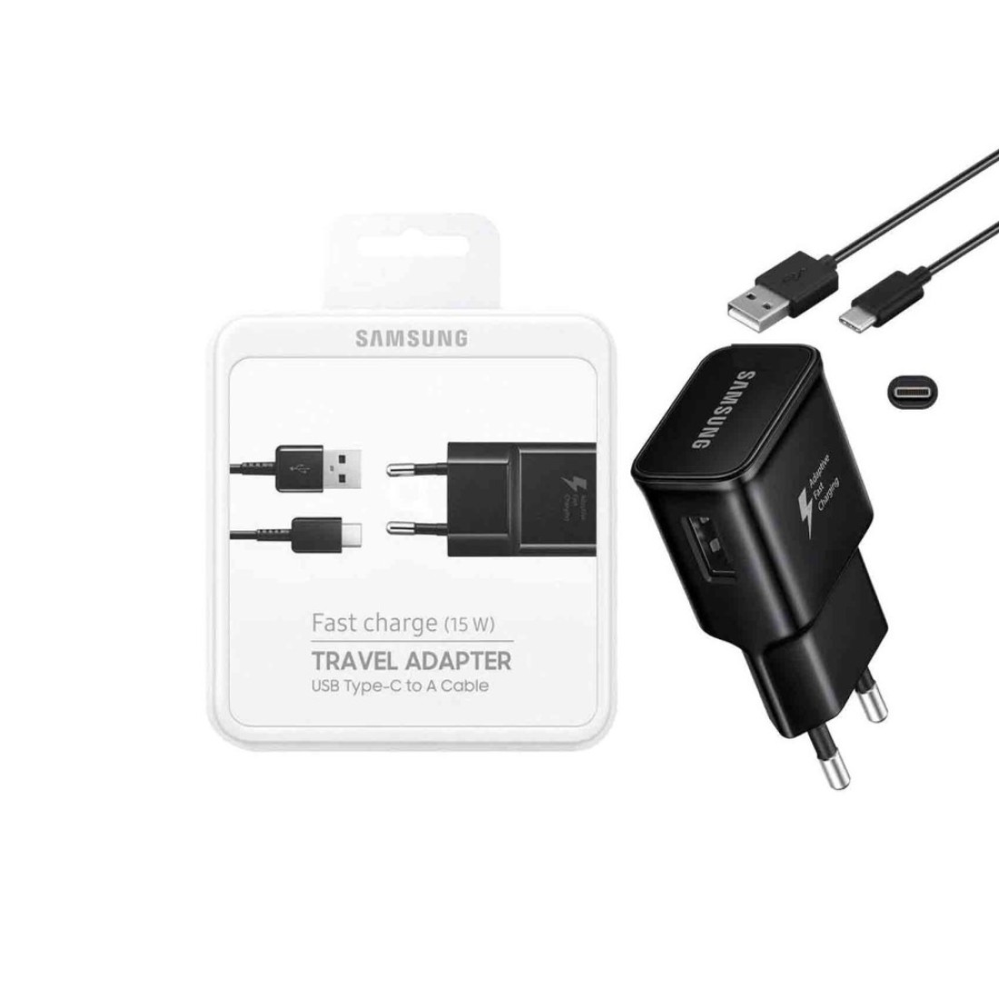 Samsung Fast Charging Travel Adapter With Type-C Data Sync Charging Cable Black