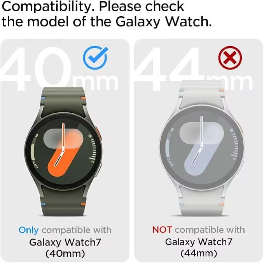 Spigen Rugged Armor Pro designed for Samsung Galaxy Watch 7 40mm Case with Band (2024) - Matte Black