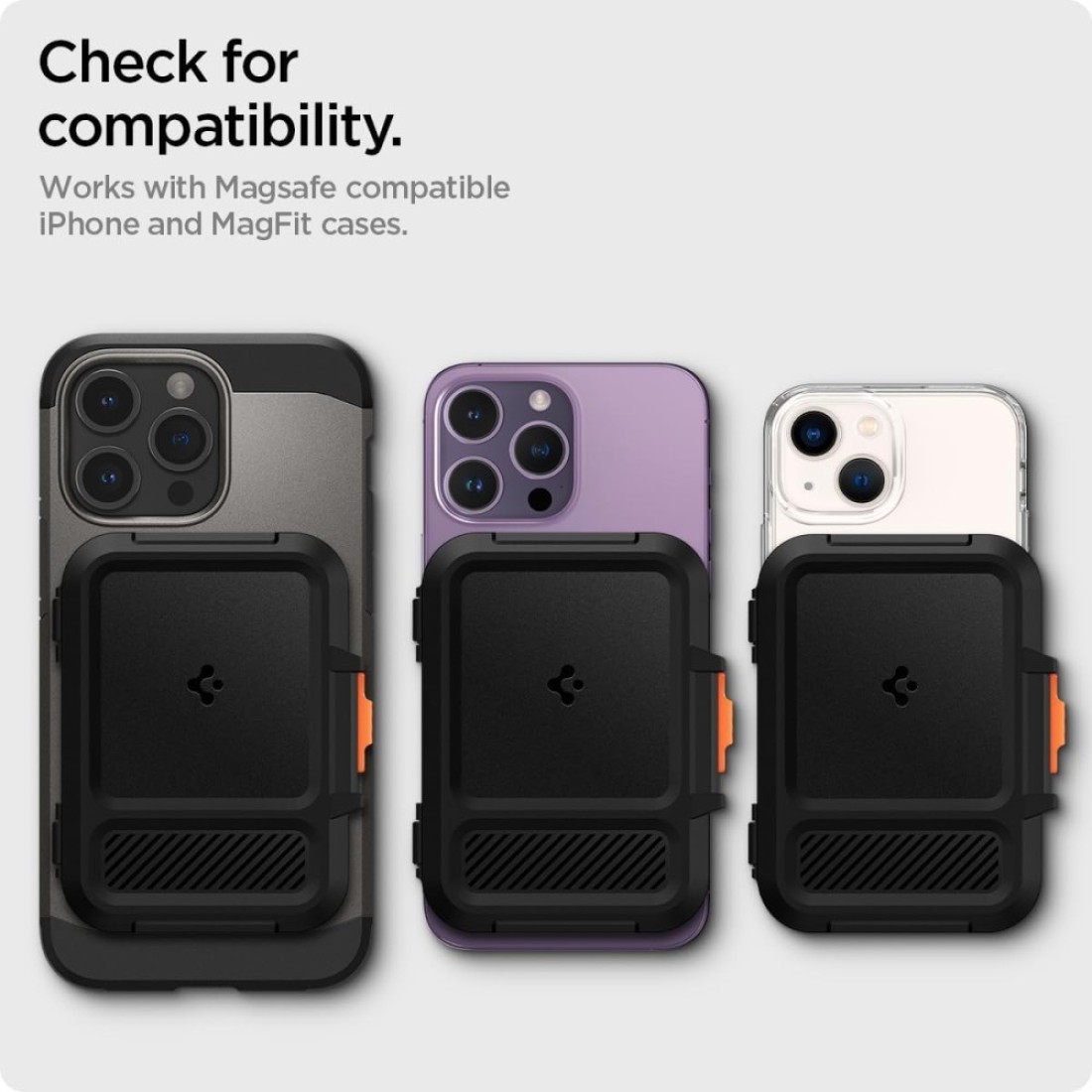 Spigen Lock Fit (MagFit) Magnetic Wallet Card Holder [up to 6 Cards] MagSafe Compatible with iPhone 15 Pro Max / 15 Pro / 15 Plus / 15 / iPhone 14/13/12 series - Black