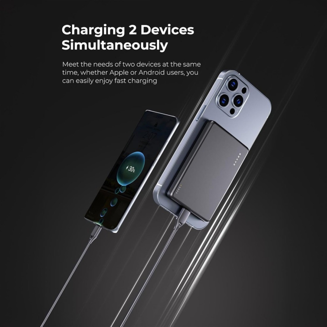 BRAVE 10,000mAh Magnetic Wireless Power Bank with Stand, 15W Wireless Portable Charger with 20W USB C Charging, MagSafe Battery for iPhone 16/16 Pro/16 Pro Max, Samsung S24/S23/S22 - BP-20