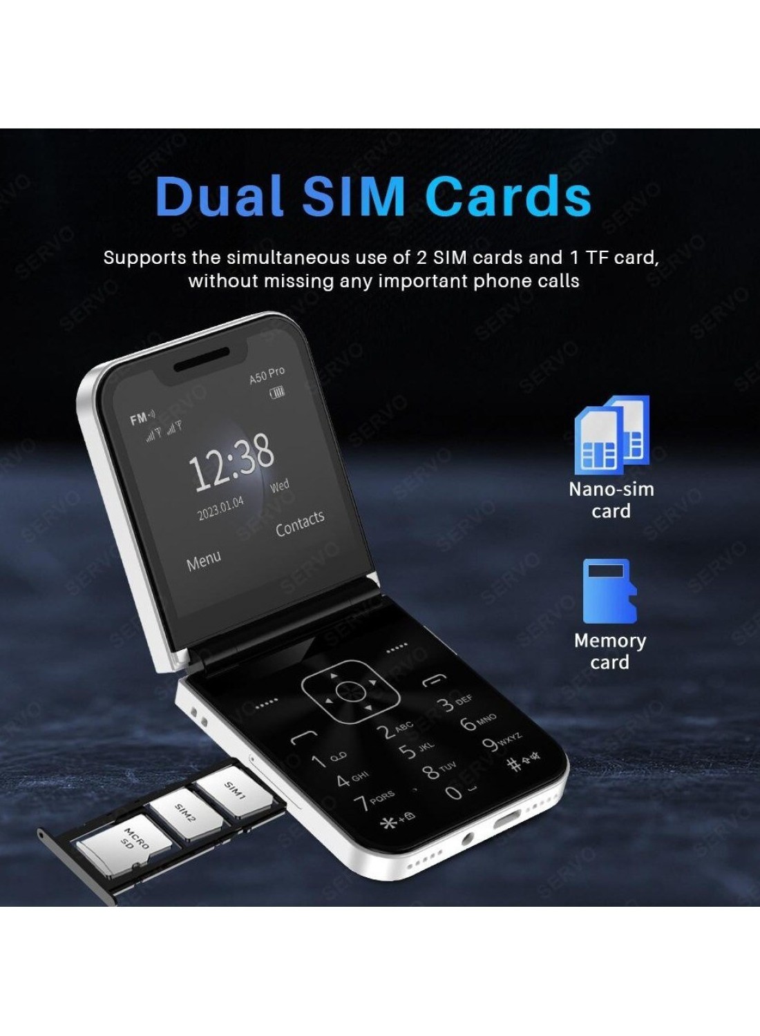 Hope 2.4&quot; Foldable Mobile Phone &ndash; Auto FM Radio, Call Record, Speed Dial, Magic Voice, Dual SIM GSM Unlocked Cellphone &ndash; Compact Backup Phone