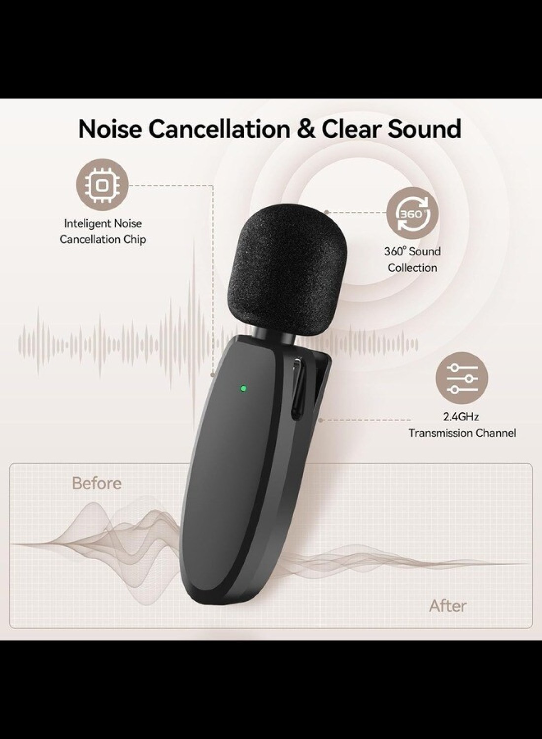 Radiotronics 393FT Wireless Lavalier Microphone for iPhone, Android, Camera, Laptop 3-in-1 2.4G Dual Mini Mics Ultra Low Delay & Noise Reduction