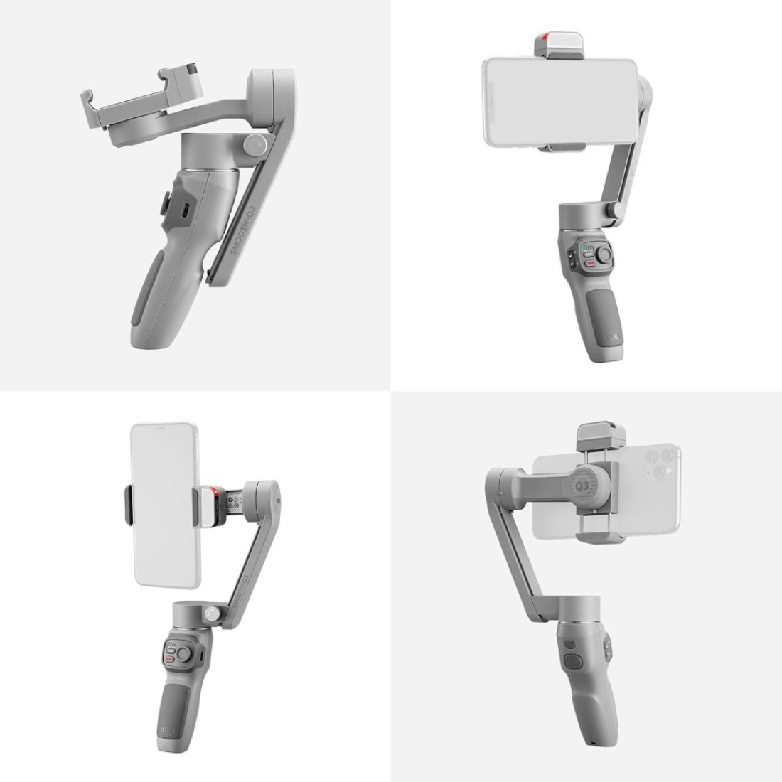 Zhiyun Smooth-Q3 Handheld 3-Axis Smartphone Gimbal Stabilizer Portable Phone Vlog Gimbal Max, 280G Payload Built-In Battery Led Fill Light Supports Gesture Control Ultra Wide Angle Zoom Smartfollow