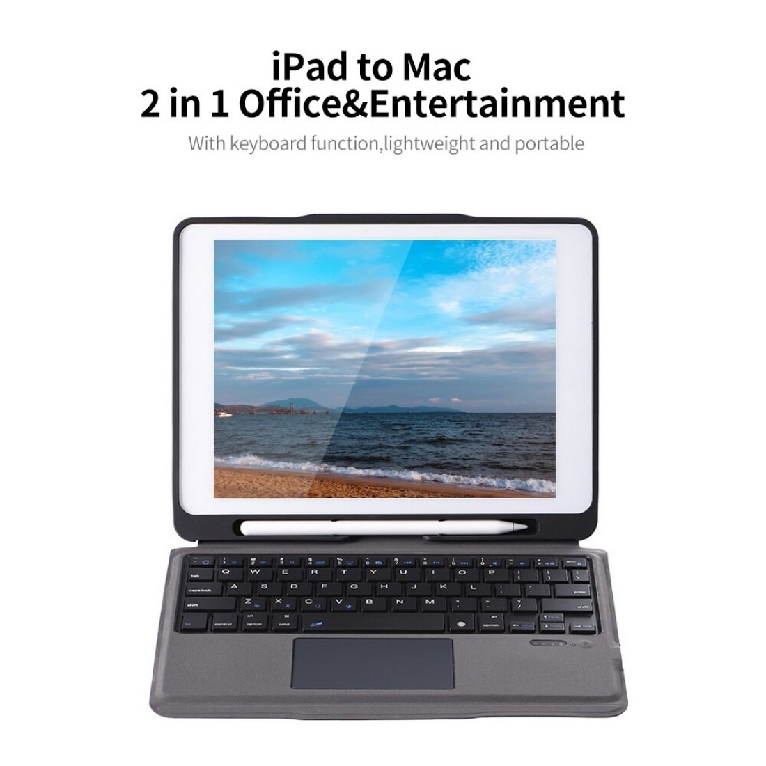 Generic-Black T207 Keyboard Protective Case with Detachable BT Keyboard Touchpad Replacement for iPad Pro 11(2018/2020)/iPad Air4 10.9(2020)