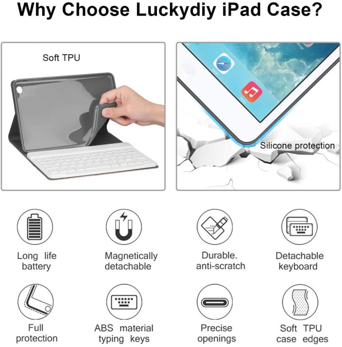 Ntech iPad Mini 4 Keyboard Case 7.9&quot; Ultra Slim Shell Stand Cover With Magnetically Detachable Wireless Bluetooth Keyboard For Apple iPad Mini 4 Black