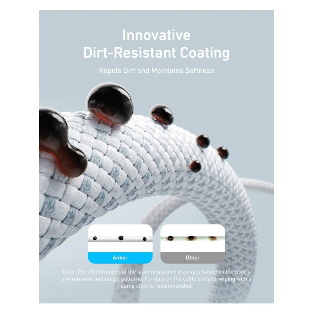 أنكر زي كابل الشحن ومزامنة البيانات USB-C إلى USB-C - أبيض بطول 1 متر بقوة 240 وات