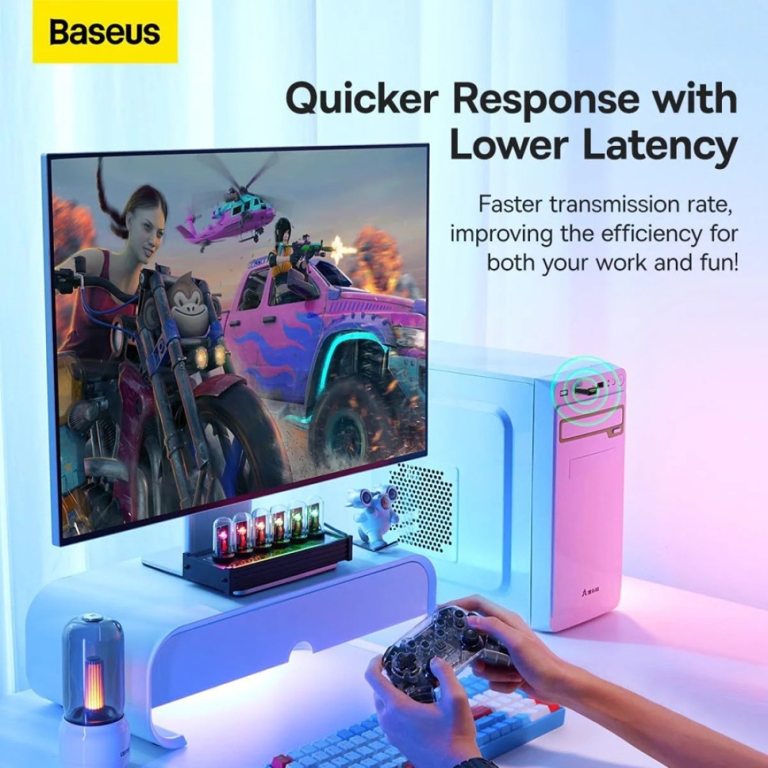 Baseus Bluetooth Adapter 5.3【Plug &amp; Play】USB Bluetooth Adapter for PC Bluetooth Dongle Adapter 20M Wide Range USB Bluetooth Receiver for Mouse Keyboard Headphone Speaker Compatible with Win 11/10/8.1
