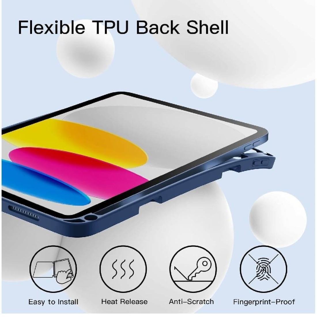 HYX Case For iPad 10 (10.9-Inch, 2022 Model, 10th Generation) with Pencil Holder, Slim Tablet Cover with Soft TPU Back, Auto Wake/Sleep (Blue)