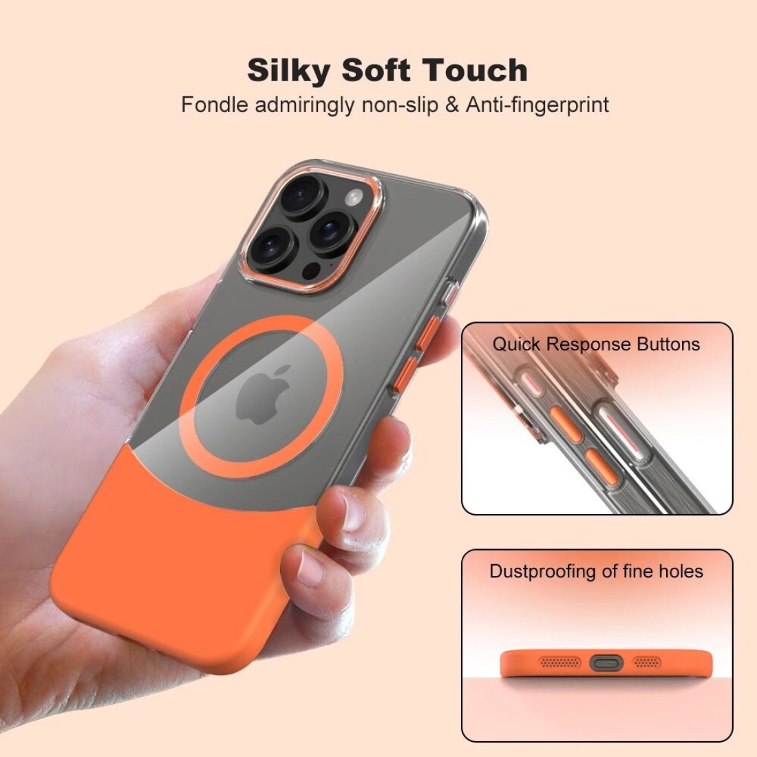 VIPCARE iPhone 16 Pro MagSafe iPhone Case PC Duo Sleek Protection With Mag Safety Compatibility Orange