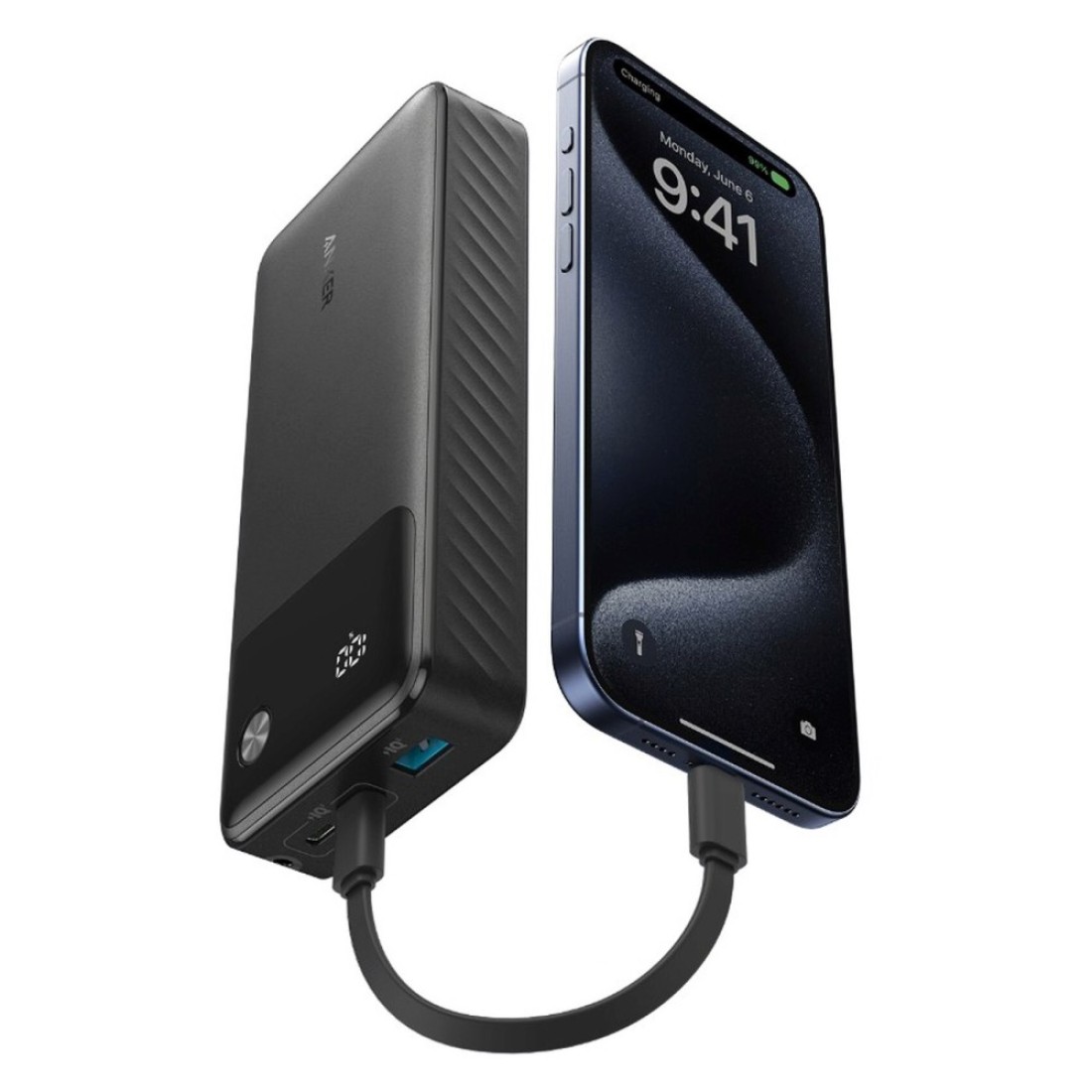 أنكر بي دي بنك طاقة - أسود ، 20000 مللي أمبير في الساعة، 30 واط مع كابل شحن USB-C إلى USB-C