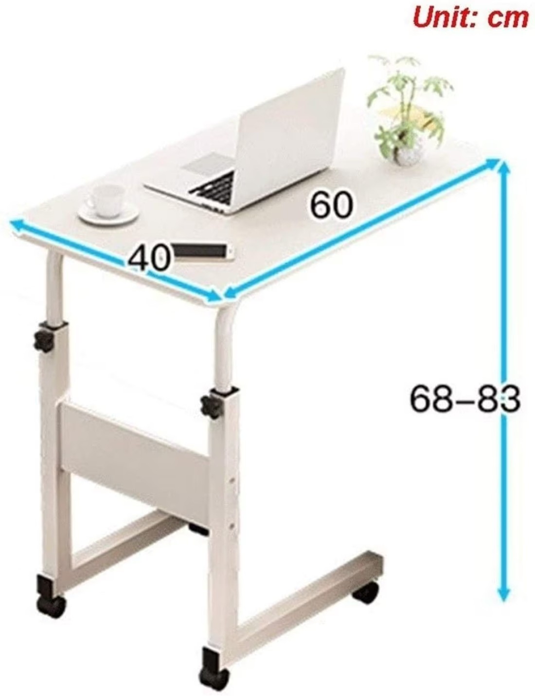 Snack Side Table, Mobile End Table Height Adjustable Bedside Table Laptop Rolling Cart C Shaped TV Tray with Storage Shelves for Sofa Couch