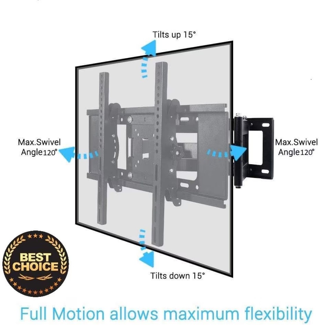 Homey Tech IBX-400P Universal TV Wall Mount &acirc;&euro;&ldquo; 120&Acirc;&deg; Swivel, &Acirc;&plusmn;15&Acirc;&deg; Tilt, Low Profile, Fits 26-55 Inch TVs (Max 50kg, VESA 400x400)
