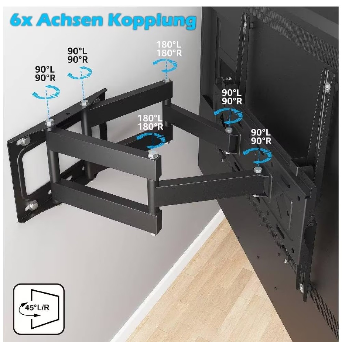 Full Motion TV Wall Mount For Most 32-80 inch TV, Swivel And Tilt TV Mount With Rugged Double Arm Bracket, Universal Flexible TV Stand