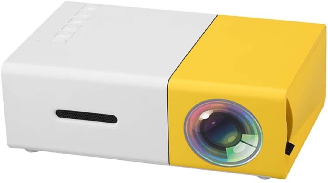 Ntech 60 Inch LED Projector HD Battery Operated 320X240 Pixels Yg-300 HDMI USB LED Pocket Projector For Home And Entertainment Yellow
