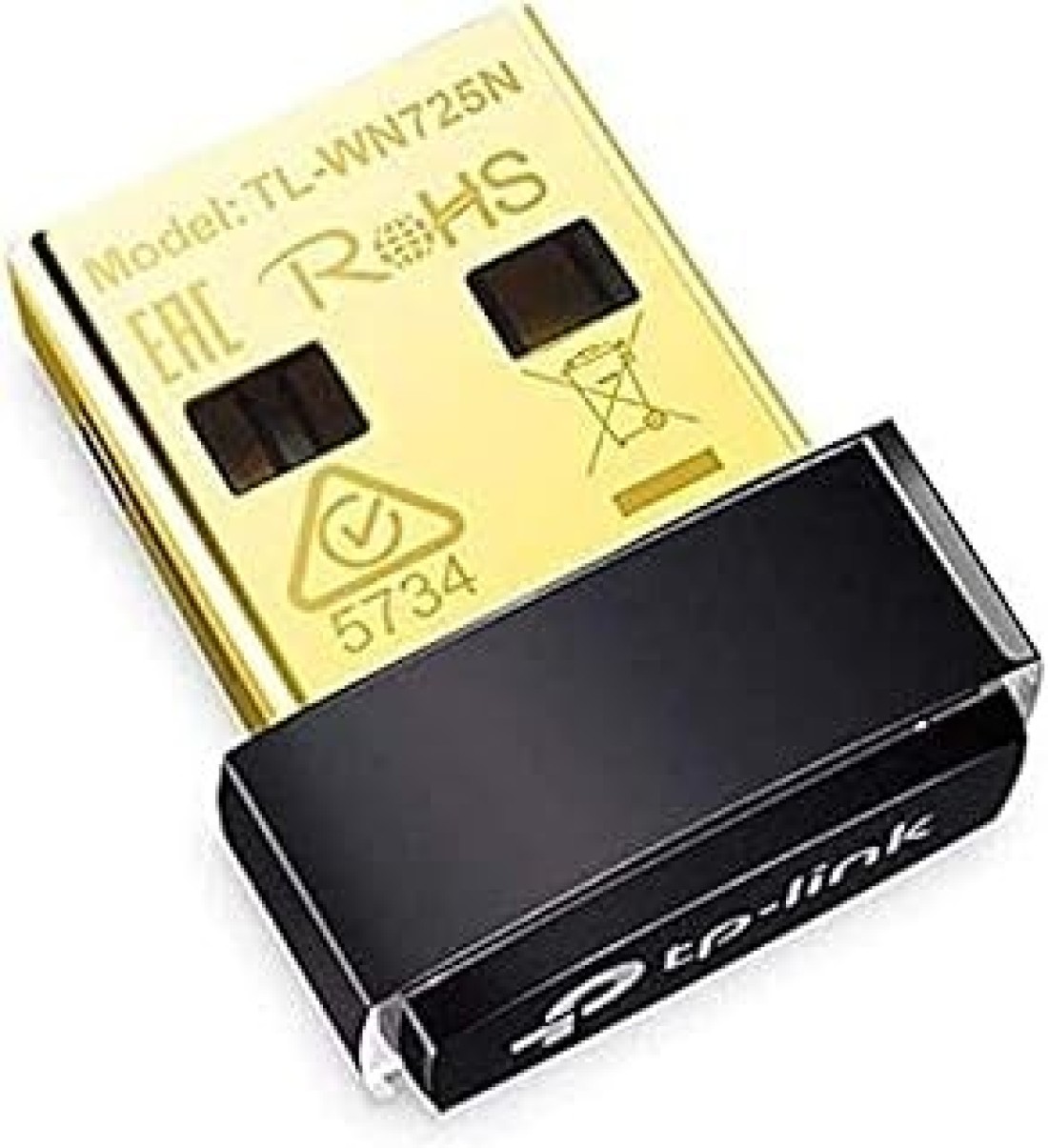 TL-WN725N N150 USB Wireless WiFi Network Nano Size Adapter for PC/Laptop, WiFi Dongle, Compatible with Windows 10/8.1/8/7/XP, Mac OS X, Linux Black/Gold