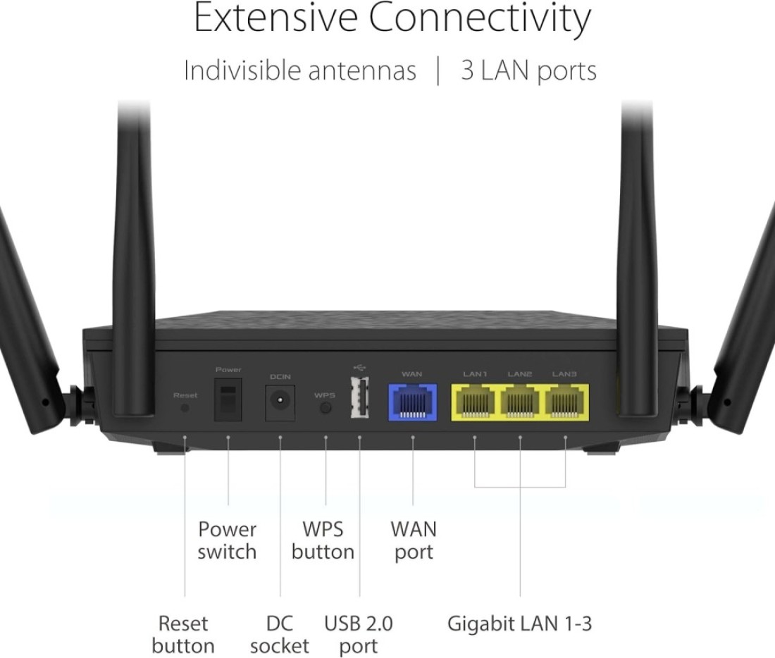 RT-AX52 (AX1800) Dual Band WiFi 6 Extendable Router, Instant Guard, Parental Controls, Built-in VPN, AiMesh Compatible, Gaming &amp; Streaming, Smart Home