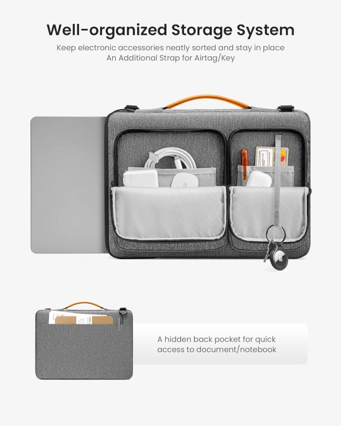 Tomtoc 360 Protective Laptop Shoulder Bag For 13-Inch Macbook Air M2/A2681 M1/A2337 2022-2018, Macbook Pro M2/A2686 M1/A2338 2022-2016, 13-Inch Surface Pro 9/8/X/7+/7/6, Water-Resistant Case