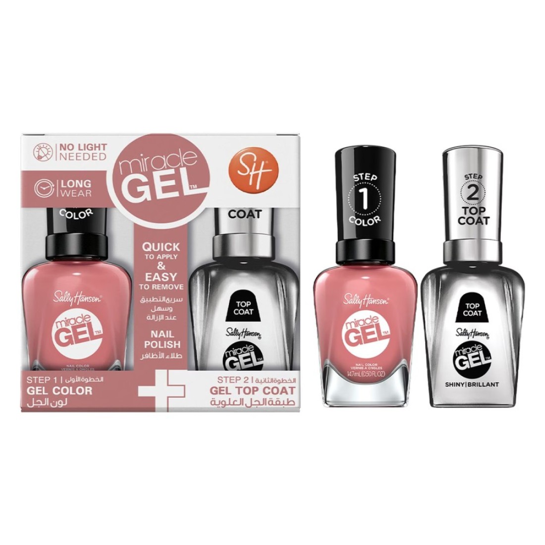 Sally Hansen Miracle Gel Nail Colour Mauve - olous and Miracle Gel Top Coat 14.7ml+14.7ml
