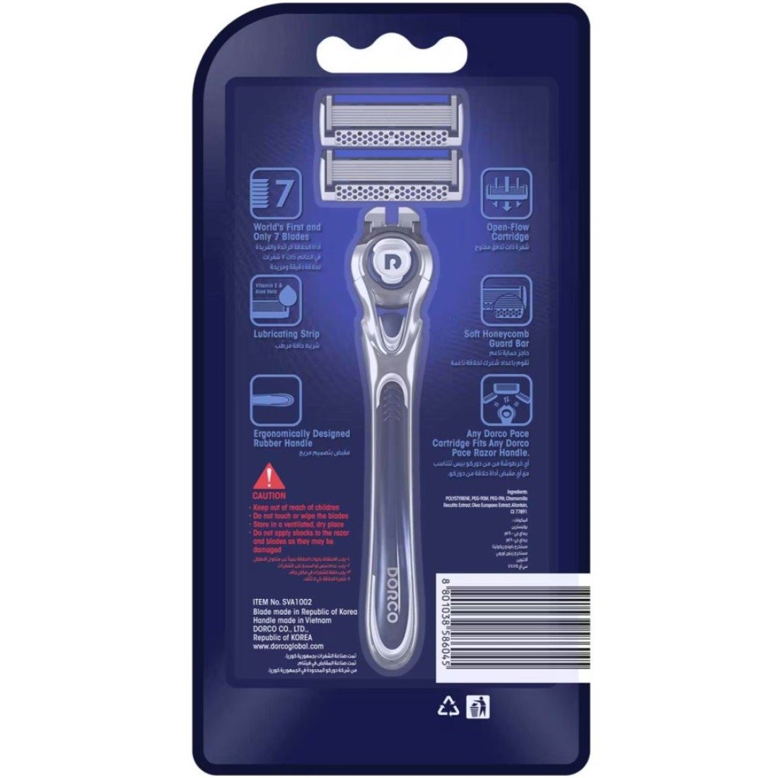 Dorco Pace7 Men System Razor With 2 Cartridges