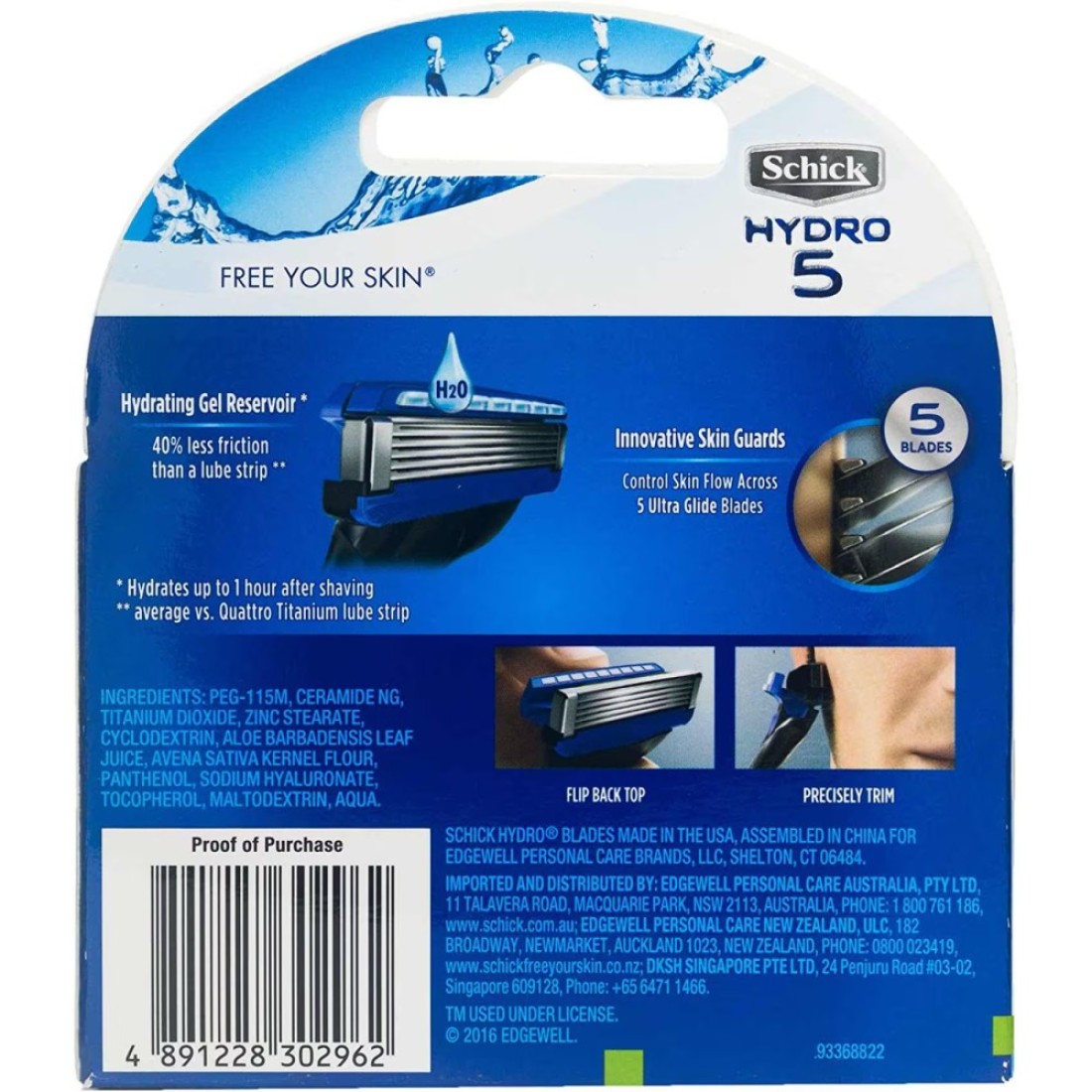 Schick Hydro 5 Easyglide Blue 4 Blades