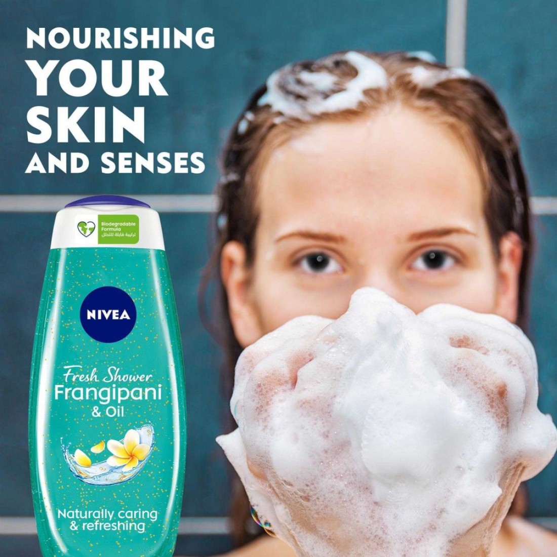 NIVEA Shower Gel Body Wash Frangipani and Oil Caring Oil Pearls Frangipani Scent 500ml