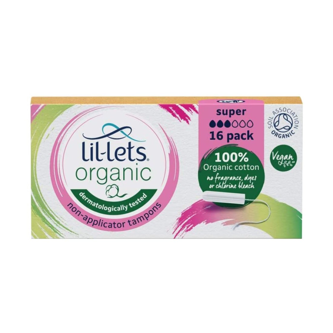 Lil-Lets Organic Non-Applicator Super White 16 Tampons