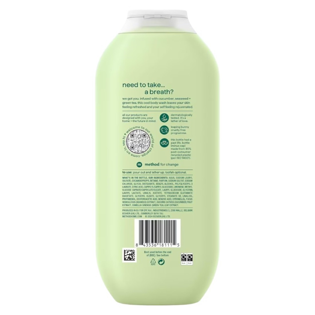 Method Daily Zen Cucumber Seaweed Green Tea Body Wash 532ml